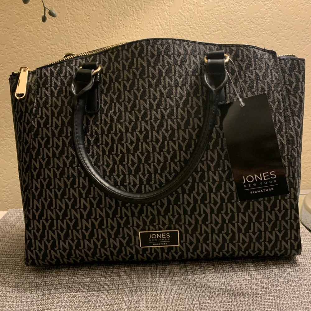 Jones New York Signature Black Satchel Crossbody Bag New With Tags